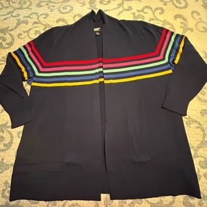 Lands and open front blue with stripes cardigan 2X